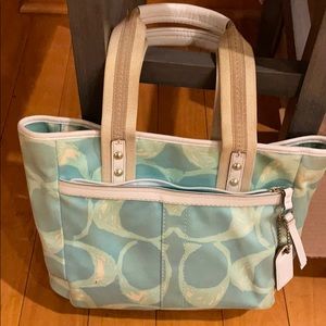 Super cute teal coach tote bag